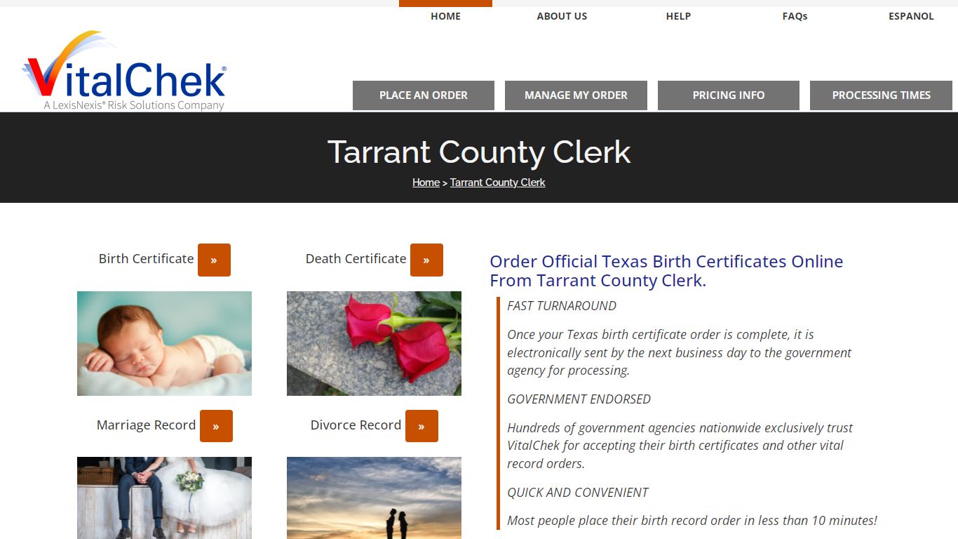 Tarrant County (TX) Birth Certificates | Order Records - VitalChek
